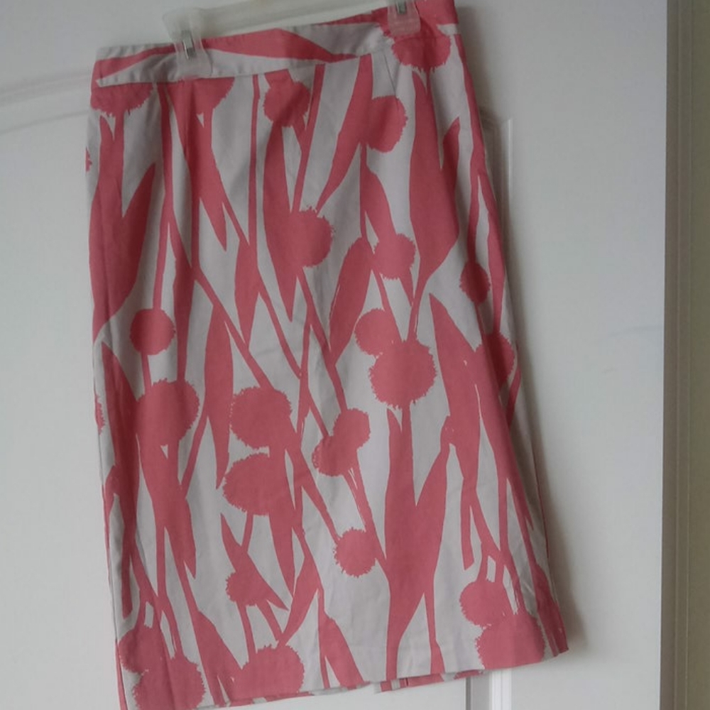 Boden Pink and Grey Poplin Pencil skirt